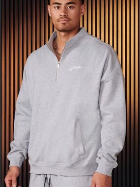 YoungLA Light Grey Quarter-Zip Sweatshirt